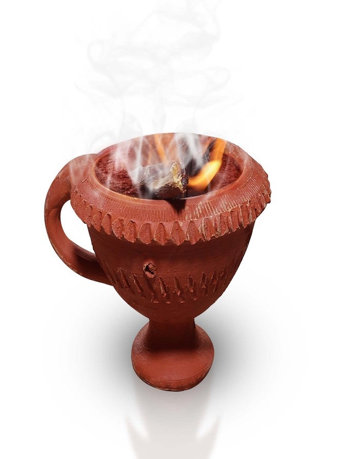 Pure Source India Natural Clay Desi Handmade Dhoop Loban Dani/Dhuni Burner Holder/Pot Stand for Puja/Hawan/Dhuni (Shop/Office/Room/Gardan etc.) (4 Inch Size 100% Pure Mitti) - Image 1